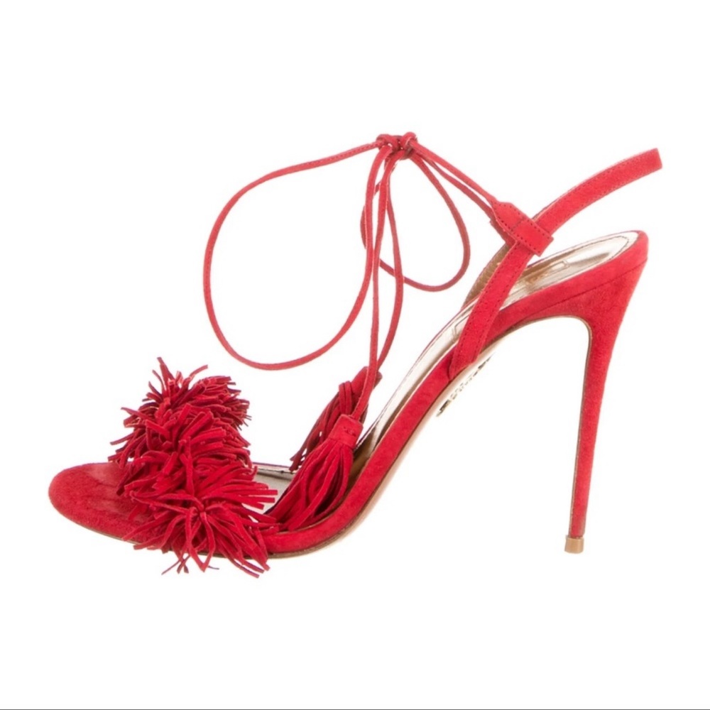 Aquazzura beautiful red suede heels size 38